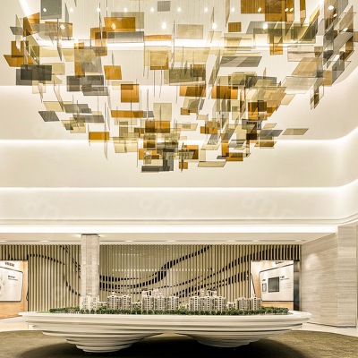 方塊玻璃片不規則吊燈