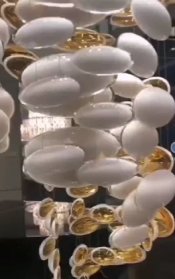 酒店商場售樓處荷葉琉璃玻璃瓦片橢圓形藝術吊飾