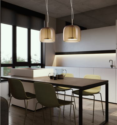 創意咖啡色玻璃罩吊燈